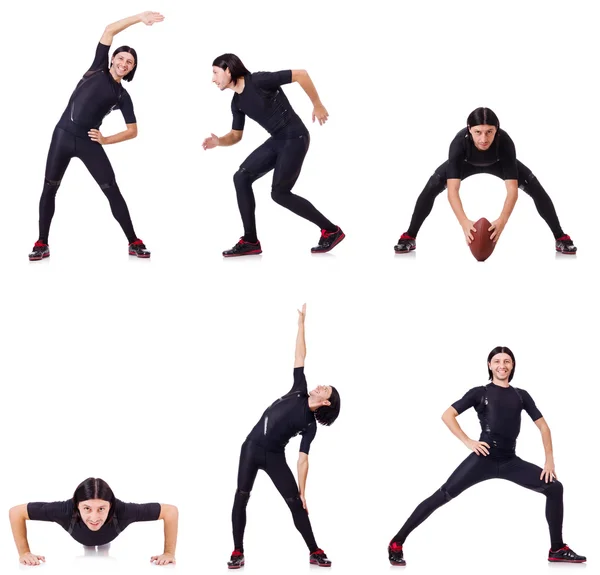 Jovem fazendo exercícios em branco — Fotografia de Stock