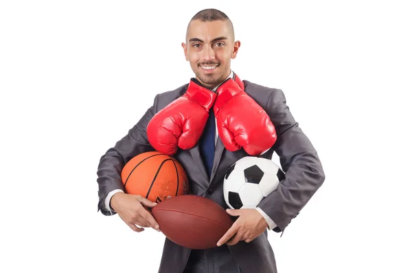 Man with sports gear isolated on the white — Stock Photo, Image