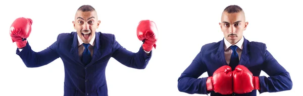 Hombre de negocios guapo con guantes de boxeo —  Fotos de Stock