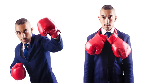 Bonito homem de negócios com luvas de boxe — Fotografia de Stock