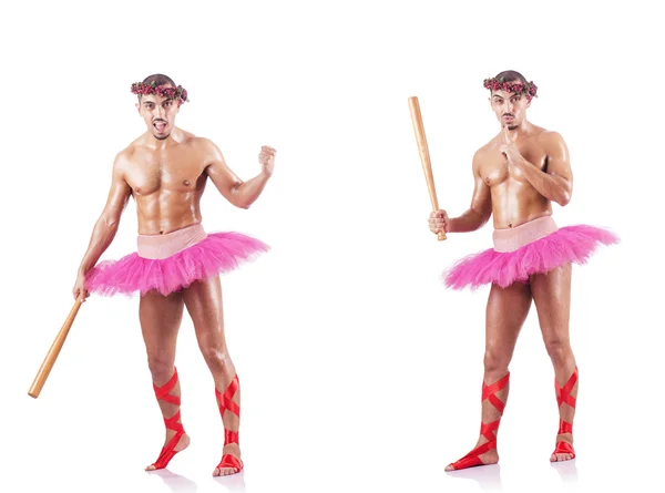 Man wearing ballet tutu isolated on white — Stock Photo, Image