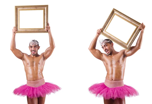 Man wearing ballet tutu isolated on white — Stock Photo, Image