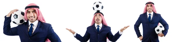 Homme d'affaires arabe avec football — Photo
