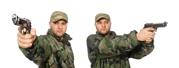 Soldier with gun isolated on the white — Stock Photo, Image