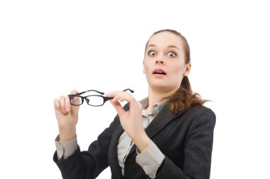 Güzel ofis yöneticisi beyazda izole edilmiş