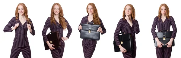 Geschäftsfrau in verschiedenen Posen isoliert auf weiß — Stockfoto