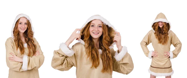 Eskimo menina isolada no branco — Fotografia de Stock