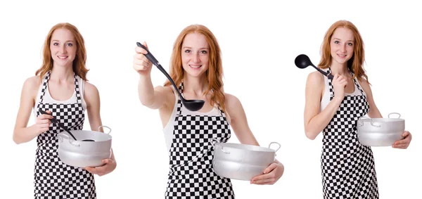 Woman cook isolated on the white — Stock Photo, Image