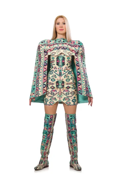 Modello indossa abito con elementi in moquette azerbaigiano — Foto Stock