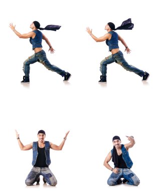 Dansçı beyaz üzerinde dans ediyor