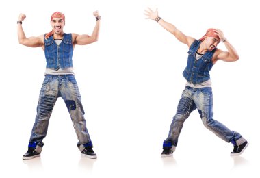 Dansçı beyaz üzerinde dans ediyor