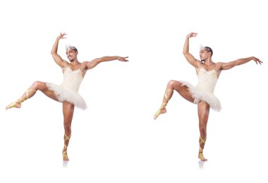 Beyaz bale etekli adam izole edilmiş.