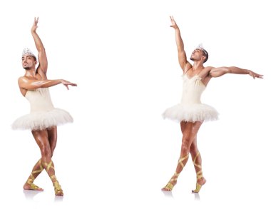 Beyaz bale etekli adam izole edilmiş.