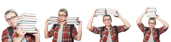 Σύνθετη φωτογραφία του μαθητή με βιβλία — Φωτογραφία Αρχείου