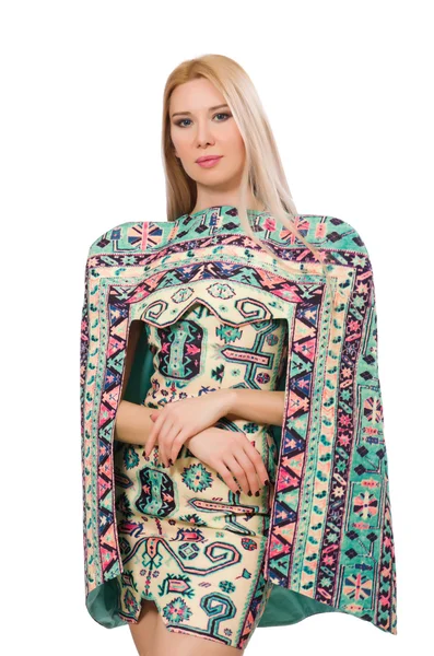 Modello indossa abito con elementi in moquette azerbaigiano — Foto Stock