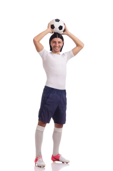 Young footballer isolated on the white — Stock Photo, Image