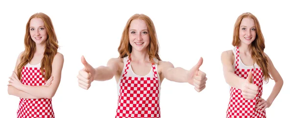 Femme cuisinier isolé sur le blanc — Photo