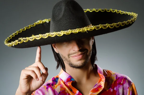 Young mexican man wearing sombrero — Stock Photo, Image