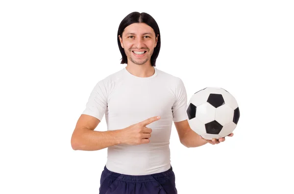 Молодой футболист изолирован на белом — стоковое фото