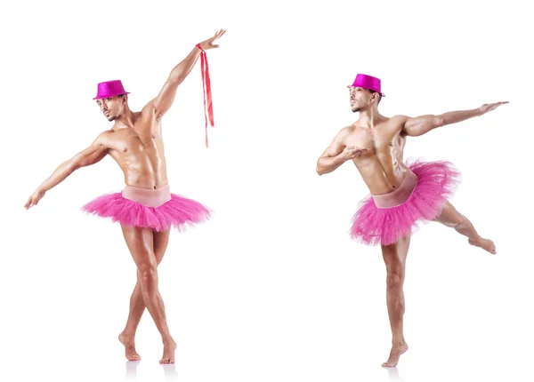 Hombre con tutú de ballet aislado en blanco —  Fotos de Stock