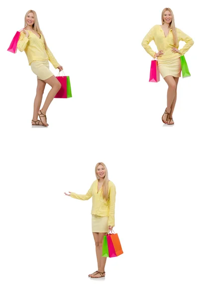 Collage de mujer con bolsas de compras —  Fotos de Stock