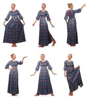 Çeşitli pozlarda kadın resmi.