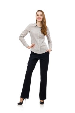 Güzel ofis yöneticisi beyazda izole edilmiş