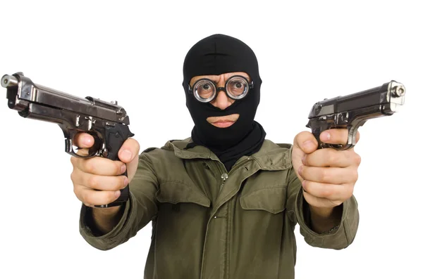 Funny man wearing balaclava isolated on white — Stock Photo, Image