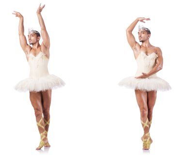 Beyaz bale etekli adam izole edilmiş.