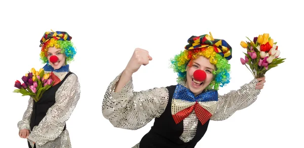 Vrouwelijke clown geïsoleerd op wit — Stockfoto