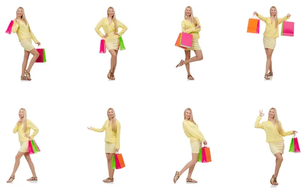 Collage di donna con shopping bags — Foto Stock