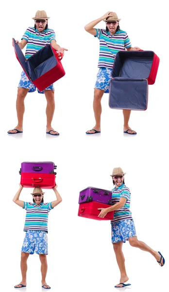 Travel vacation concept with luggage on white — Stock Photo, Image