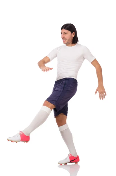 Young footballer isolated on the white — Stock Photo, Image