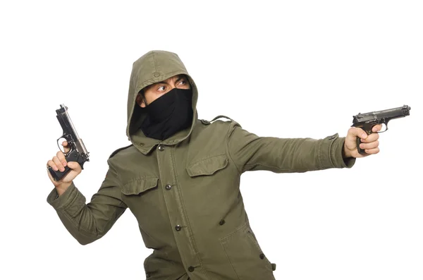 Masked man in criminal concept on white — Stock Photo, Image