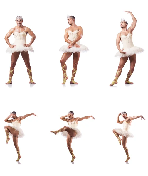 跳芭蕾的男人被白色隔离了 — 图库照片