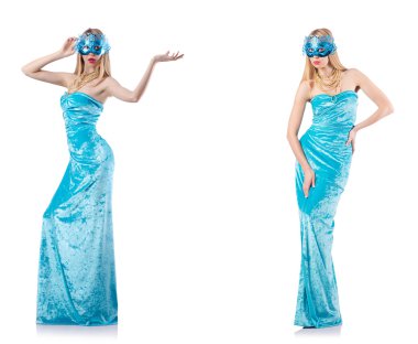 Beyaz üzerine uzun model modayla moda kavramı