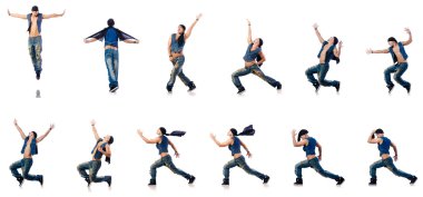 Dansçı beyaz üzerinde dans ediyor