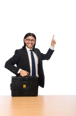 İşadamı beyaz izole işyerinde