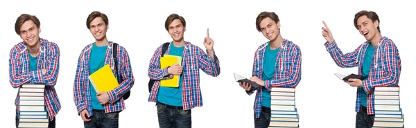 Foto compuesta de estudiante con libros — Foto de Stock