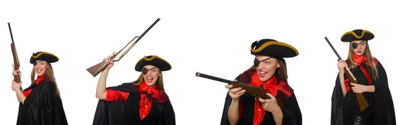 Piratin in verschiedenen Konzepten auf weiß — Stockfoto