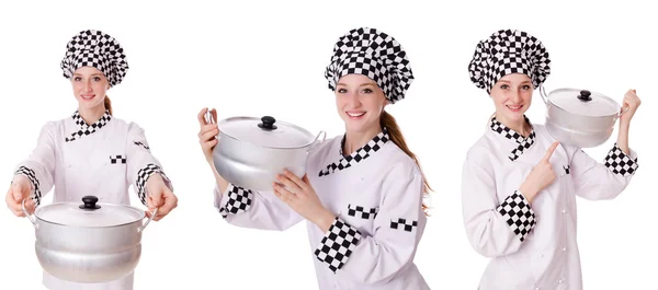 Woman cook isolated on the white — Stock Photo, Image