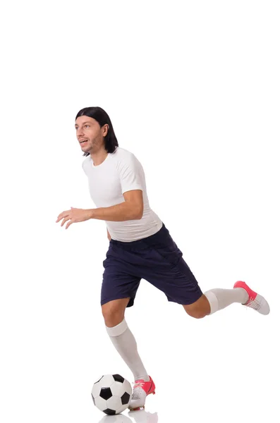 Young footballer isolated on the white — Stock Photo, Image