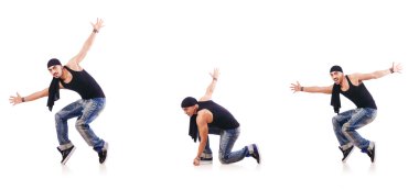 Dansçı beyaz üzerinde dans ediyor