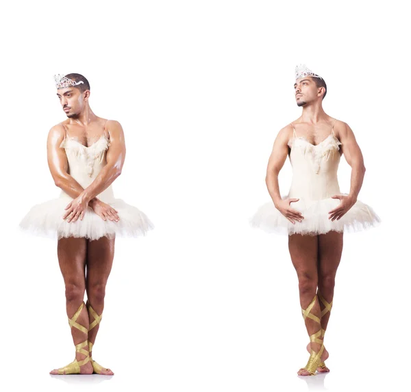 Man in ballet tutu geïsoleerd op wit — Stockfoto