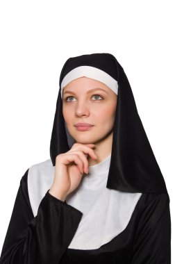 Beyaz arkaplanda Rahibe izole edildi