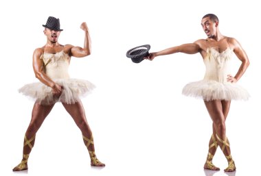 Beyaz bale etekli adam izole edilmiş.