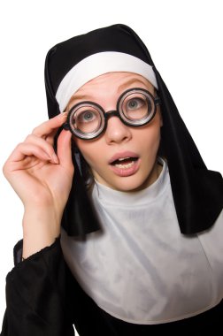 Beyaz arkaplanda Rahibe izole edildi