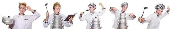 Set of photos with funny cook — Stock Photo, Image