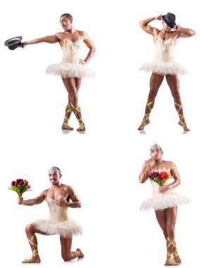 Beyaz bale etekli adam izole edilmiş.