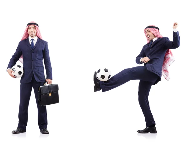 Homme d'affaires arabe avec football — Photo